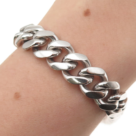 925 Sterling Silver Vintage Italy Cuban Link Bracelet 8.25"