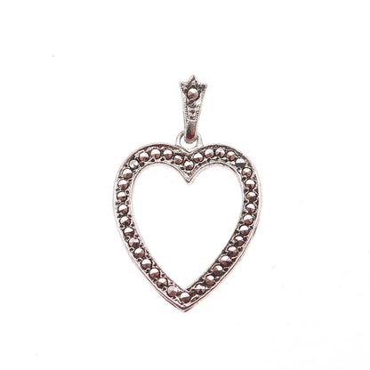 KD Kimler & Daniel 925 Sterling Silver Antique Art Deco Marcasite Heart Pendant