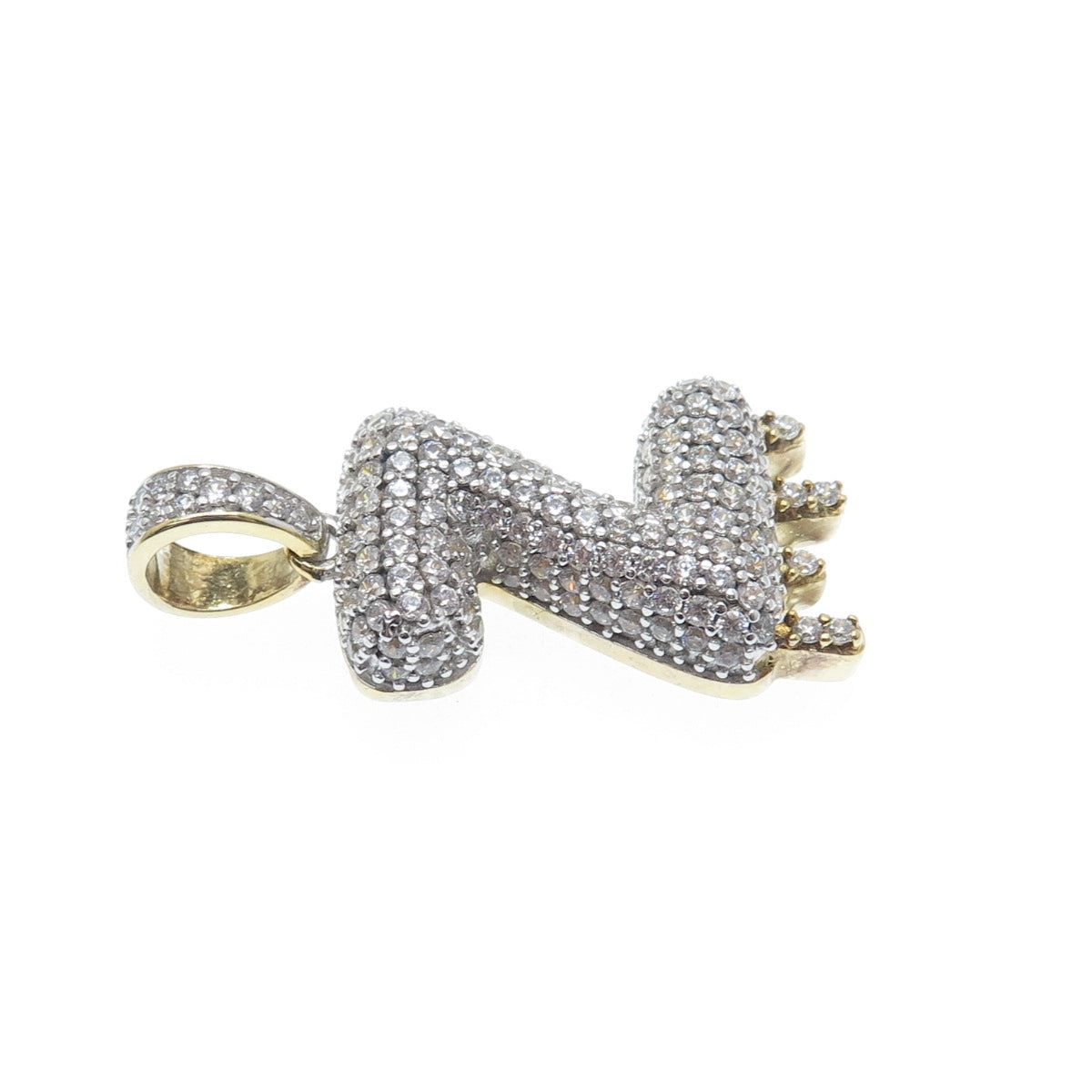 925 Sterling Silver Gold Plated Round-Cut Shaped C Z Letter Z Sparkle Pendant