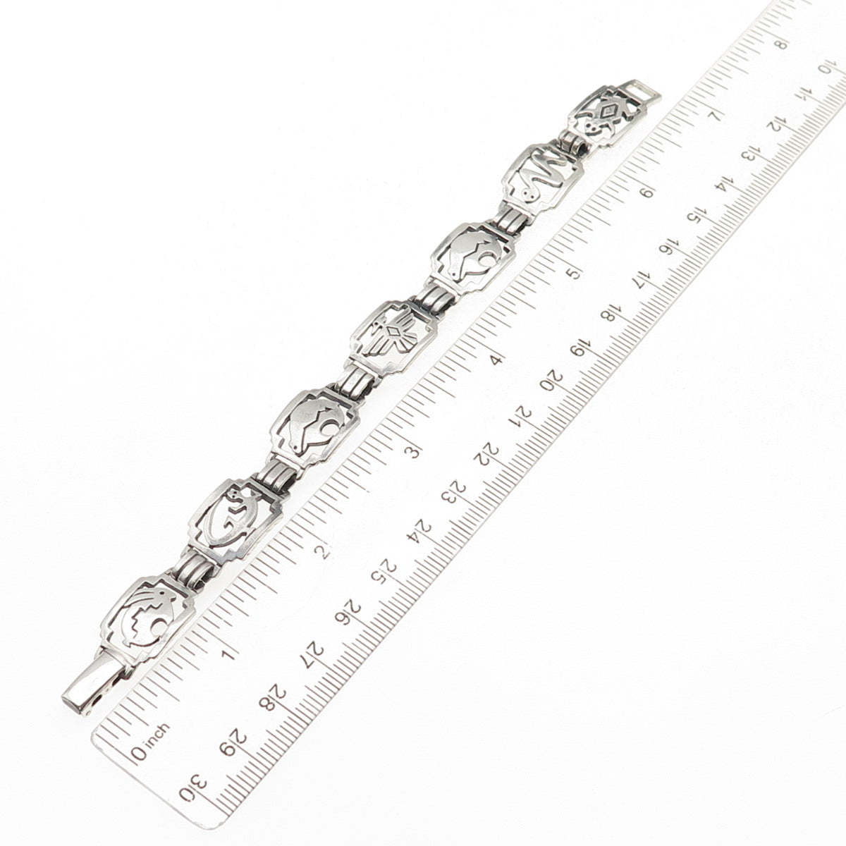 Shube Old Pawn 925 Sterling Silver Vintage Native Animal Oxidized Bracelet 6.75"
