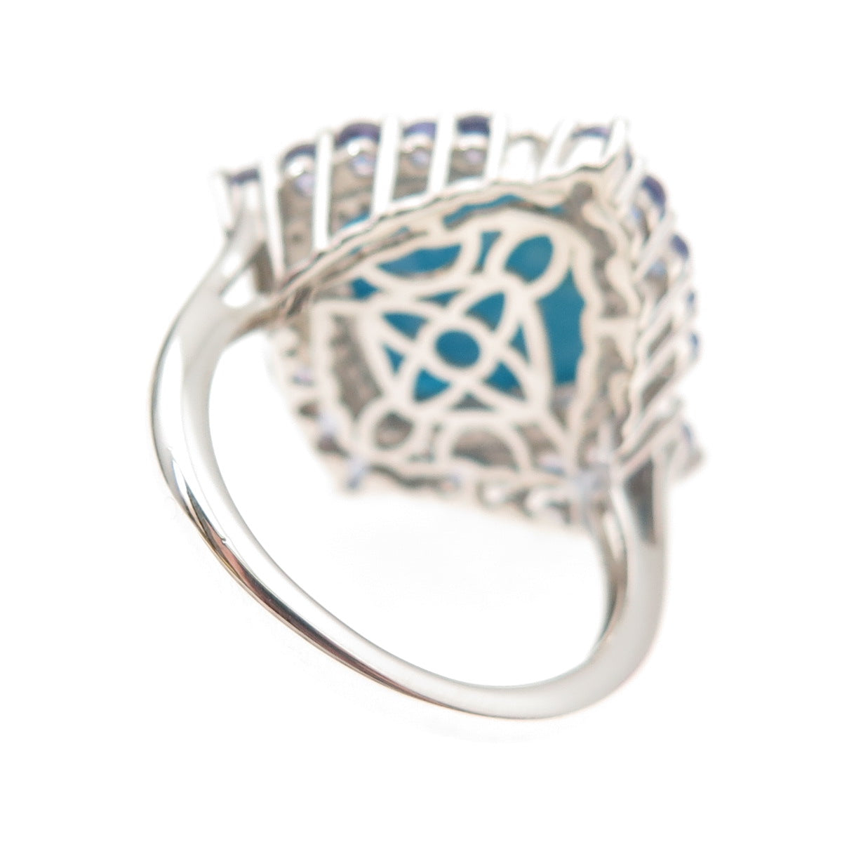 Chuck Clemency Sterling Silver Real Turquoise Tanzanite White Topaz Ring Size 8