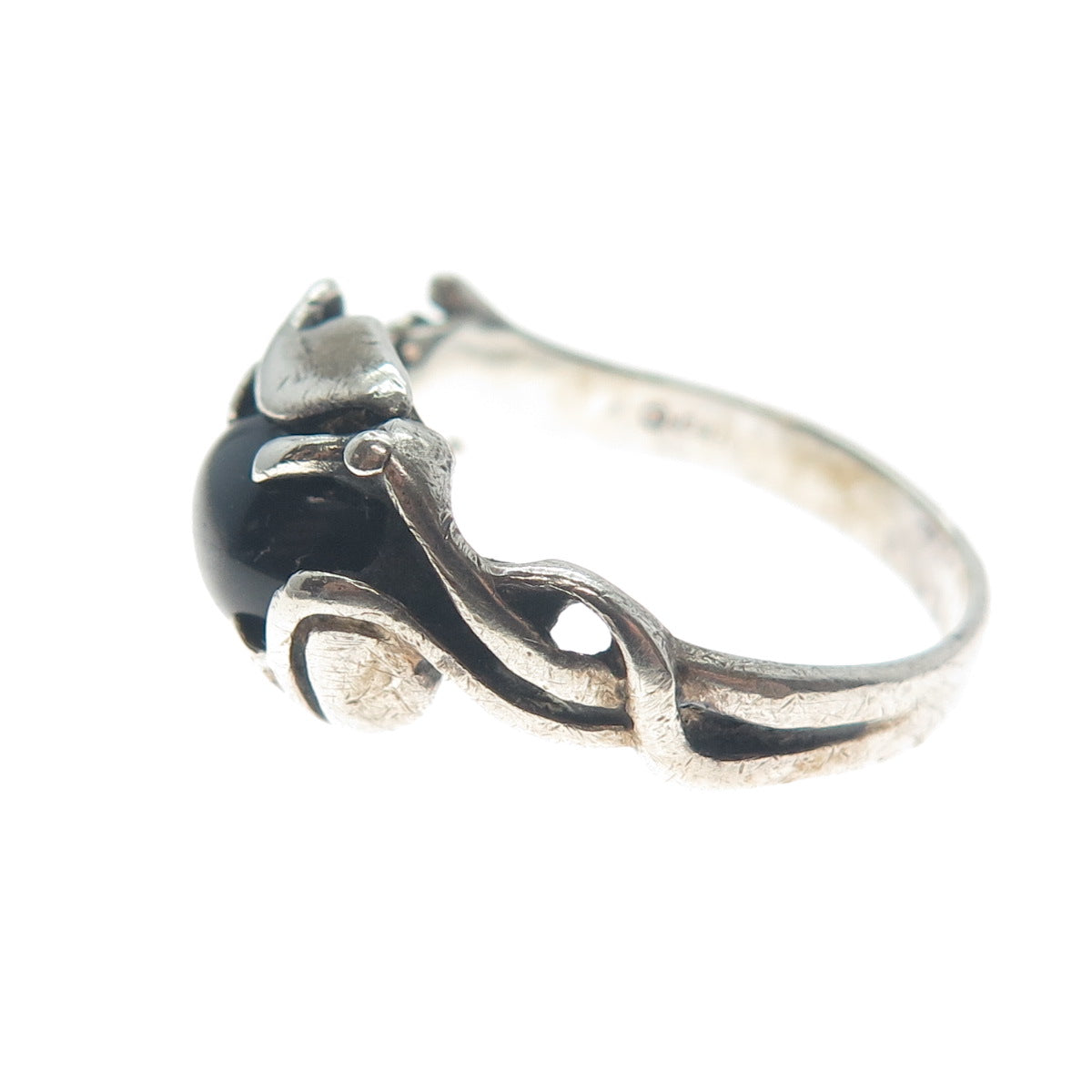 CARMELIO PATNIA Old Pawn 925 Sterling Vintage Real Black Onyx Ring Size 8.25