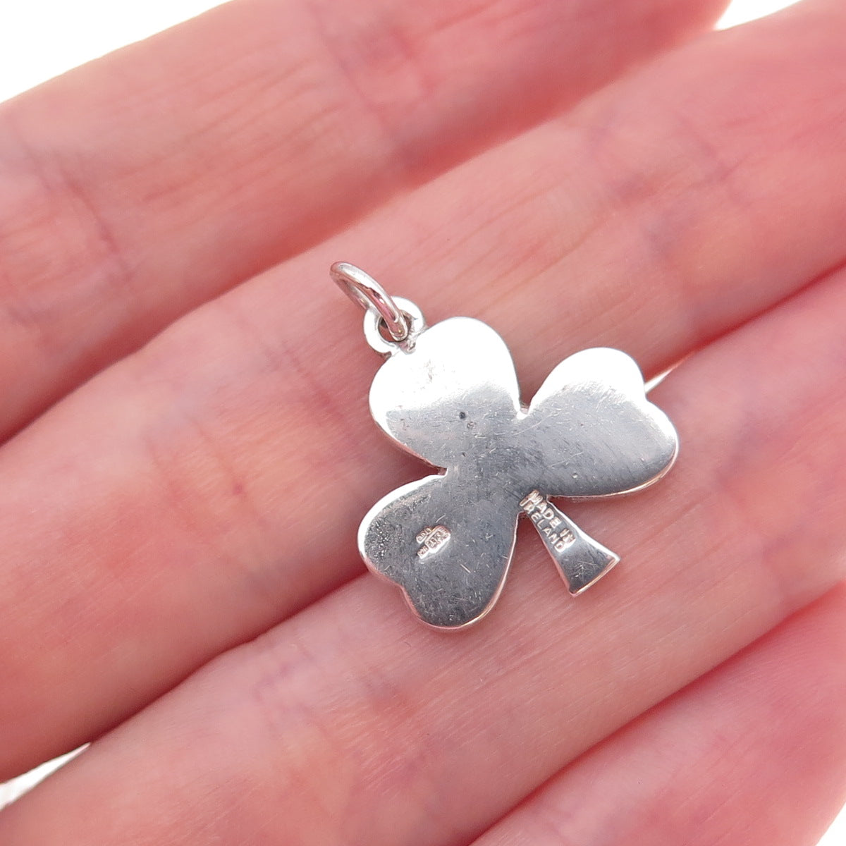 Solvar 925 Sterling Silver Vintage Ireland Real Connemara Marble Clover Pendant