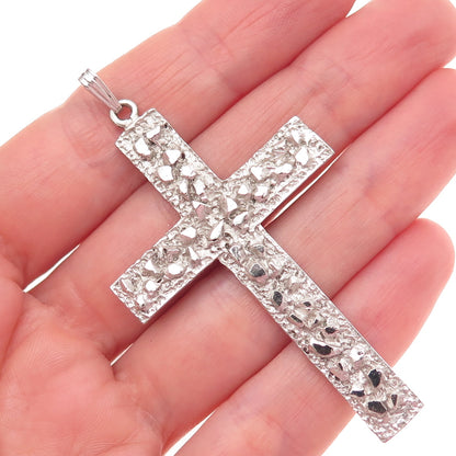 925 Sterling Silver Vintage Nugget Cross Pendant
