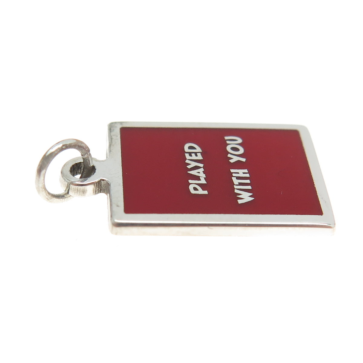 925 Sterling Silver Red Enamel "Played With You" Minimalist Charm Pendant