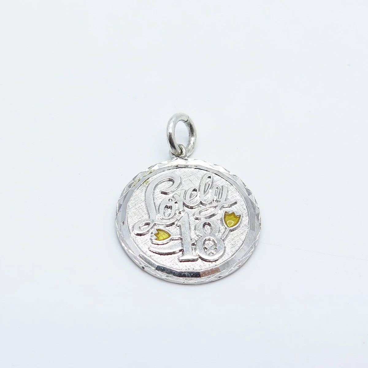925 Sterling Silver Vintage Griffith & Sons Co Enamel "Lovely 18" Charm Pendant