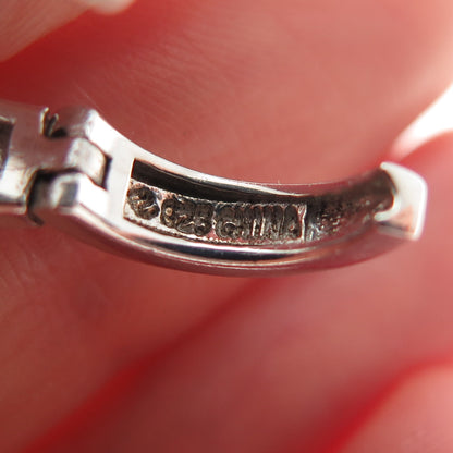 925 Sterling Silver Princess-Cut C Z Hoop Earrings