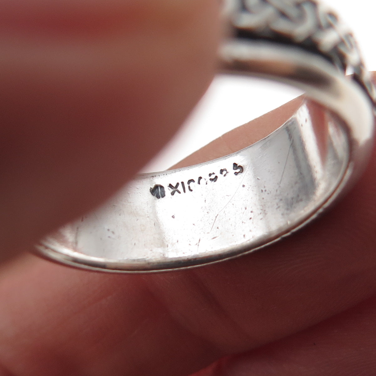 925 Sterling Silver Vintage Mexico Oxidized Rotating Band Ring Size 9.25