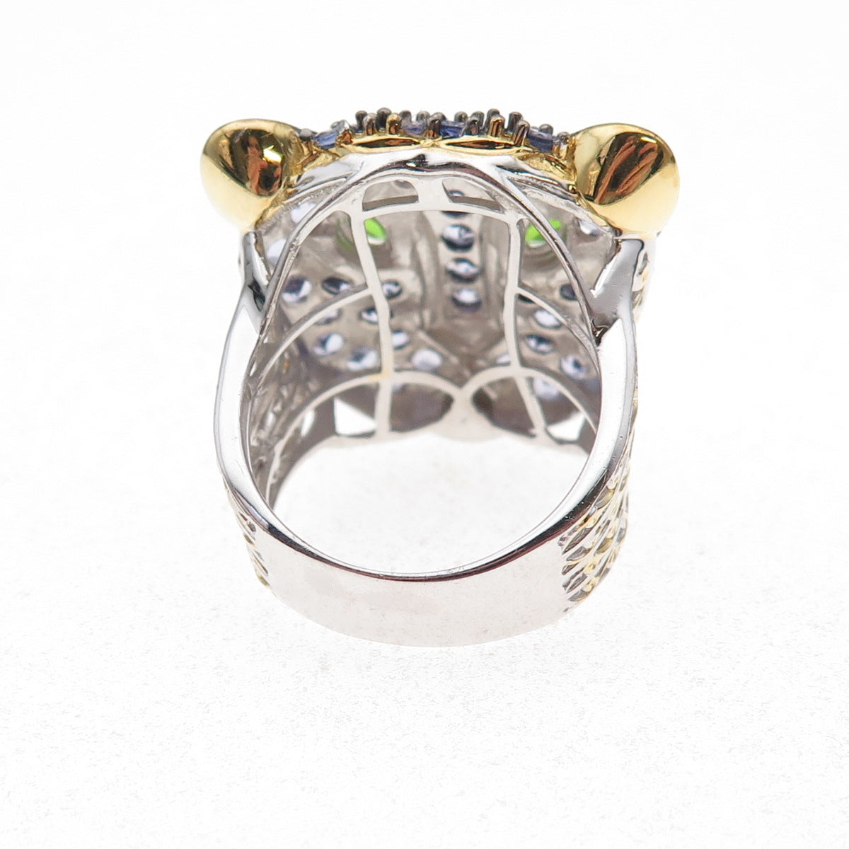 Michael Valitutti Gems En Vogue Silver Tanzanite Peridot Panther Ring Size 8.25
