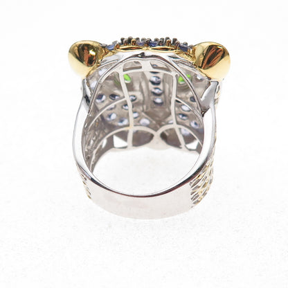 Michael Valitutti Gems En Vogue Silver Tanzanite Peridot Panther Ring Size 8.25