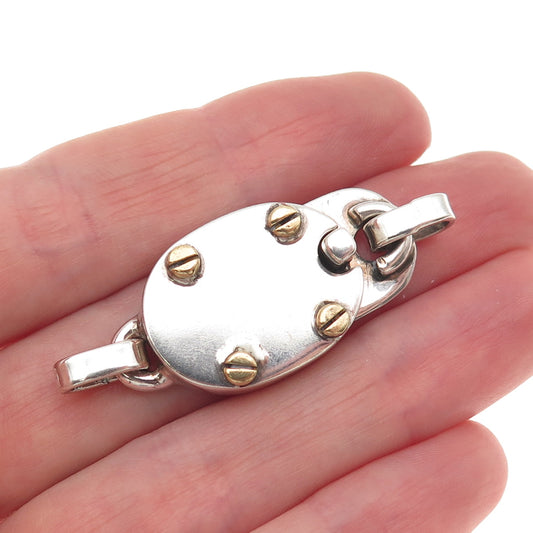 925 Sterling Silver 2-Tone Vintage Mexico Bracelet / Necklace Box Lock Clasp
