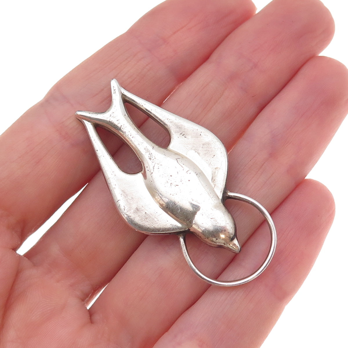 Fleming H. Revel 925 Sterling Silver Vintage Swallow Bird Oxidized Pin Brooch