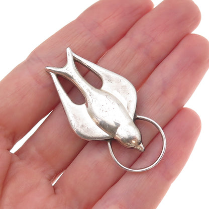 Fleming H. Revel 925 Sterling Silver Vintage Swallow Bird Oxidized Pin Brooch