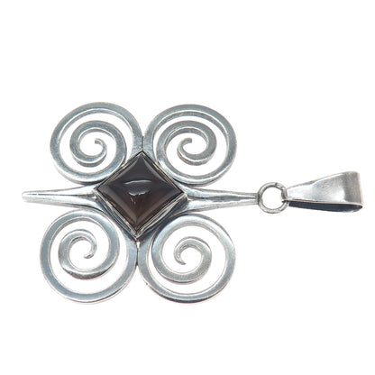 TEPPICH 925 Sterling Silver Vintage Real Smoky Quartz Modernist Spiral Pendant