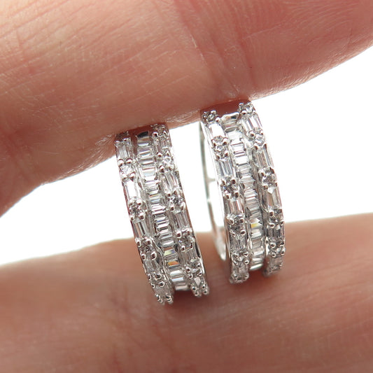 925 Sterling Silver Multi-C Z Huggie Earrings