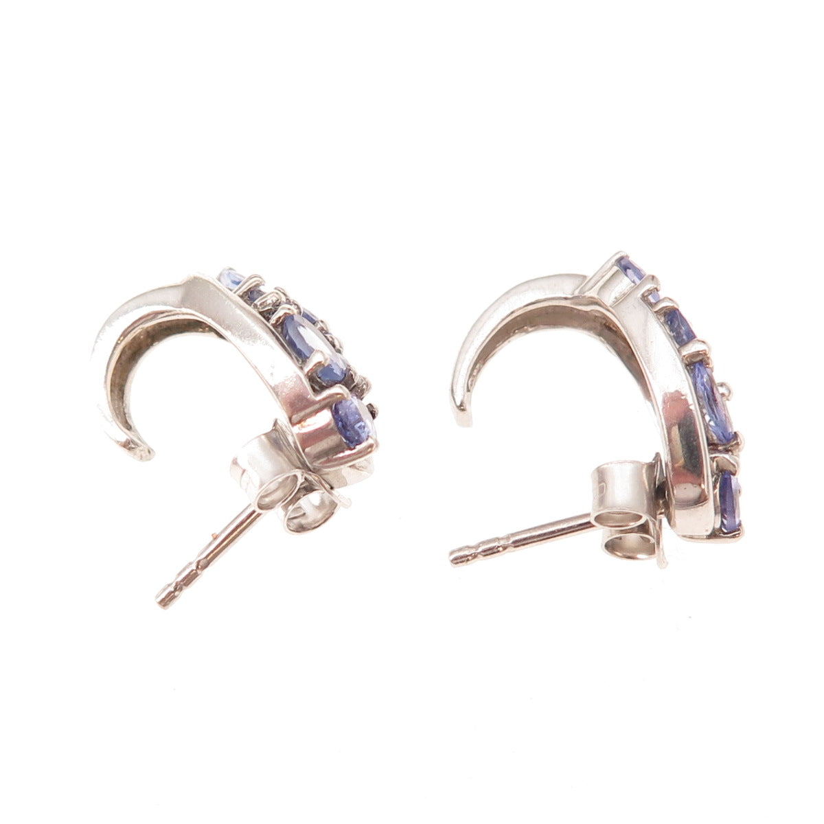 Chuck Clemency 925 Sterling Silver Real Multi-Cut Tanzanite Cluster Earrings