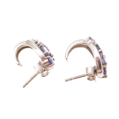 Chuck Clemency 925 Sterling Silver Real Multi-Cut Tanzanite Cluster Earrings