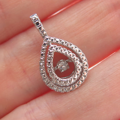 925 Sterling Silver Round-Cut C Z Teardrop Minimalist Charm Pendant