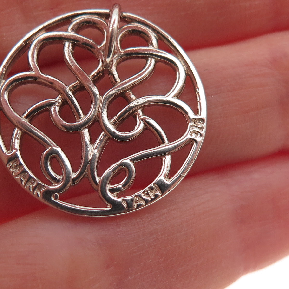 MARK LASH 925 Sterling Silver Vintage Floral Slide Charm Pendant