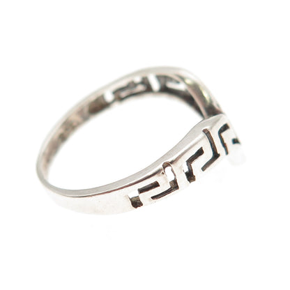 925 Sterling Silver Vintage V-Shape Oxidized Ring Size 6.5