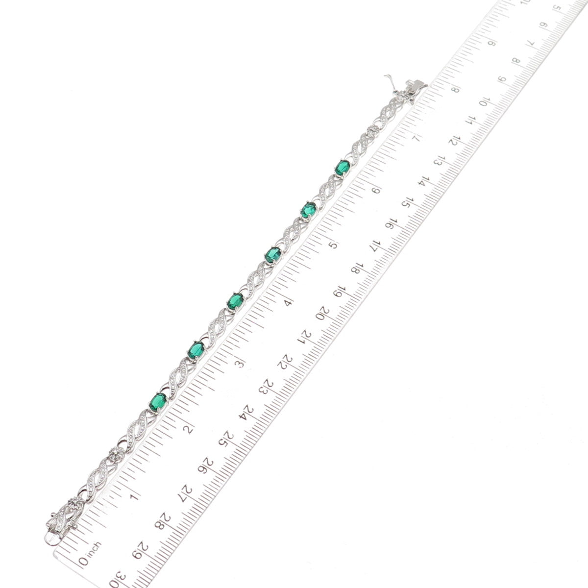 Han 925 Sterling Silver Real Chrome Diopside Infinity Link Bracelet 7.25"