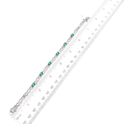 Han 925 Sterling Silver Real Chrome Diopside Infinity Link Bracelet 7.25"