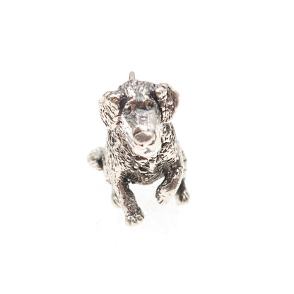 925 Sterling Silver Vintage Golden Retriever Dog Hollow 3D Charm Pendant