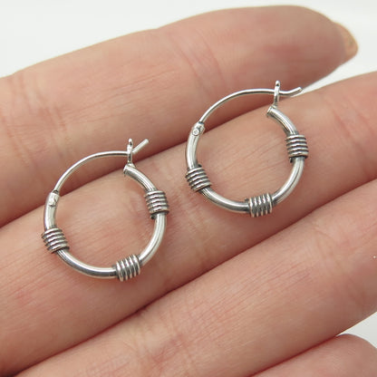 HAN 925 Sterling Silver Roped Hoop Earrings