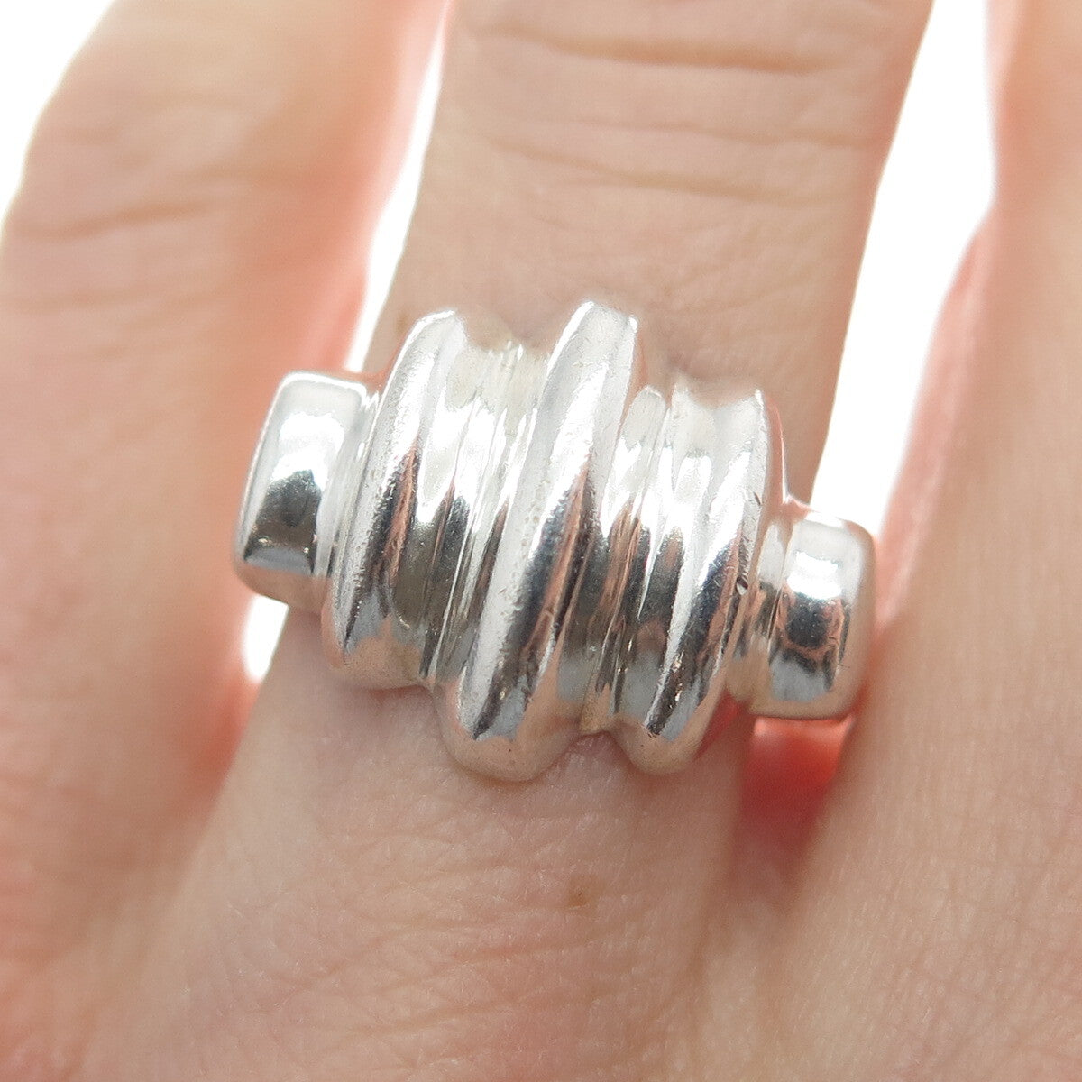 925 Sterling Silver Vintage Mexico Modernist Ring Size 6.75
