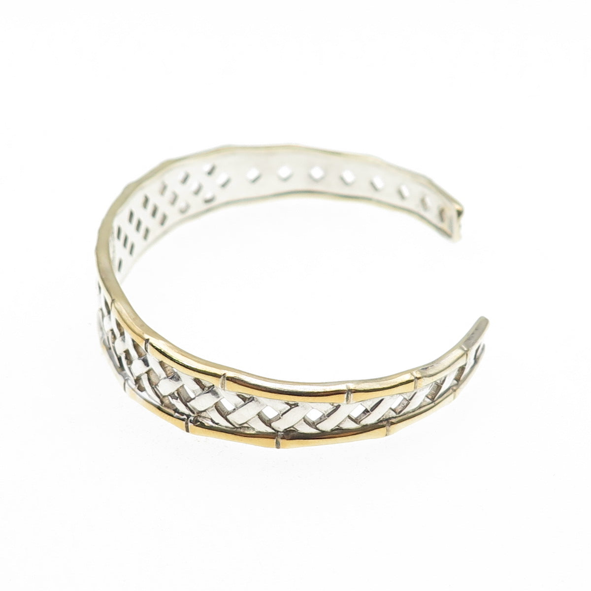 INTERNATIONAL Sterling Silver 2-Tone Vintage Bamboo Adjustable Bracelet 6.75"