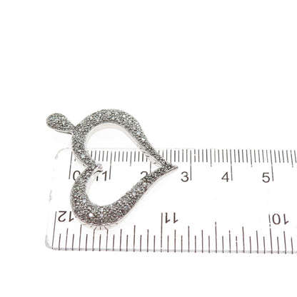 925 Sterling Silver Round-Cut C Z Heart Charm Pendant