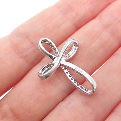 CHARLES WINSTON 925 Sterling Silver Real Diamond Infinity Cross Slide Pendant