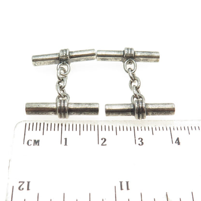 925 Sterling Silver Vintage Modernist Bar Chain Cufflinks