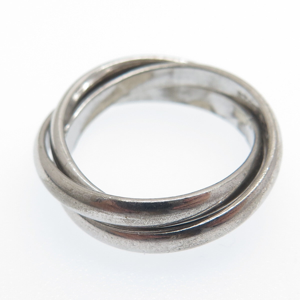 SETA 925 Sterling Silver Vintage Trinity Band Oxidized Ring Size 5.75