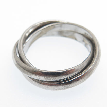 SETA 925 Sterling Silver Vintage Trinity Band Oxidized Ring Size 5.75