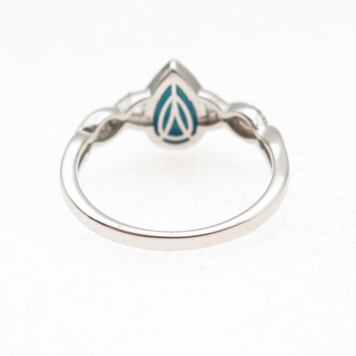 D'Joy 925 Sterling Real Sleeping Beauty Turquoise & White Topaz Ring Size 8.25