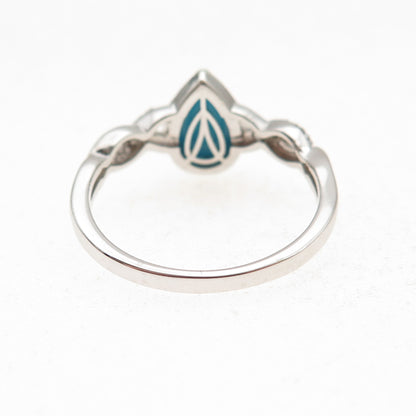 D'Joy 925 Sterling Real Sleeping Beauty Turquoise & White Topaz Ring Size 8.25