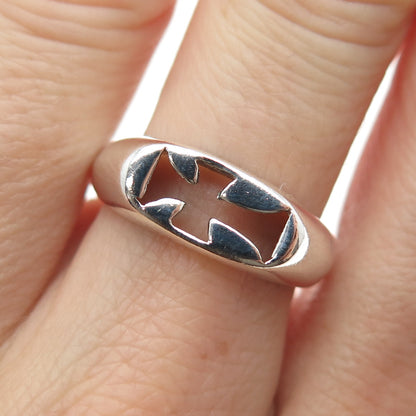 925 Sterling Silver Vintage Cross Religious Ring Size 7.25