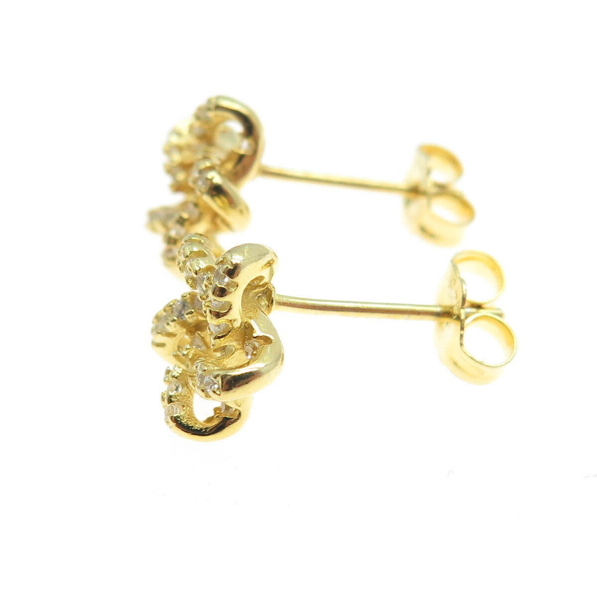 925 Sterling Silver Gold Plated Round-Cut C Z Star Stud Earrings