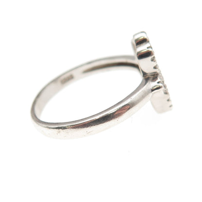 925 Sterling Silver Round-Cut C Z Hamsa Amulet Ring Size 7.75