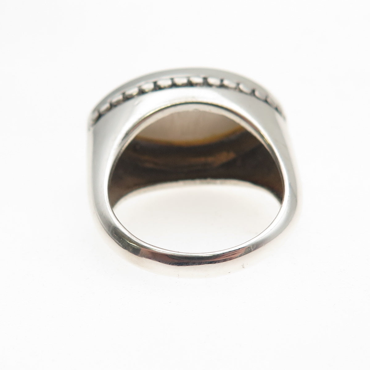 CFJ Collins Fine 925 Sterling Silver Vintage Real MOP Modernist Ring Size 6.75
