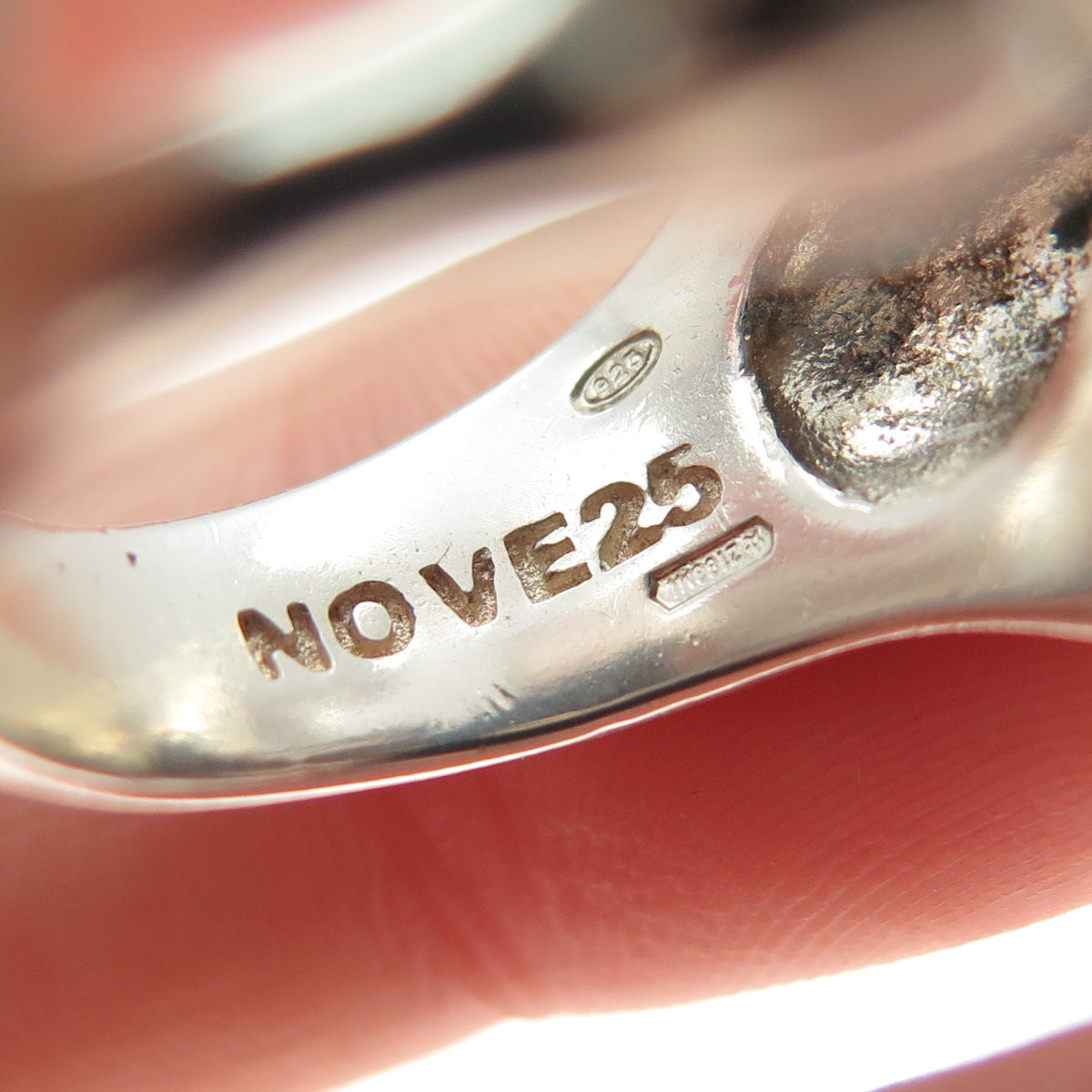 NOVE25 925 Sterling Silver Vintage Italy Bulldog Adjustable Hug Ring Size 5.75