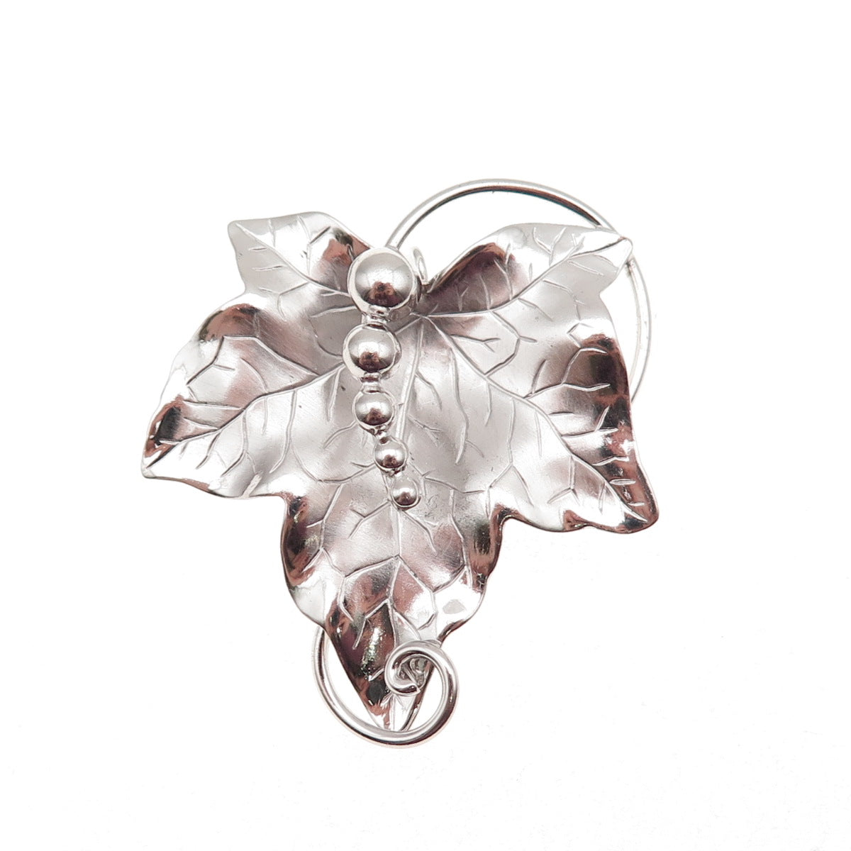 Carl Art 925 Sterling Silver Vintage Floral Leaf Pin Brooch / Pendant