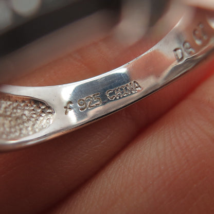 925 Sterling Silver Princess & Round-Cut C Z Ring Size 7.25