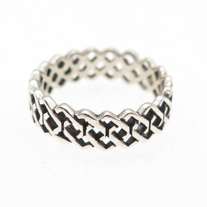 925 Sterling Silver Vintage Celtic Knot Oxidized Band Ring Size 5