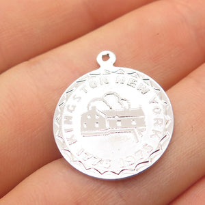 925 Sterling Silver Vintage Kingston New York 1776 - 1976 Round Pendant