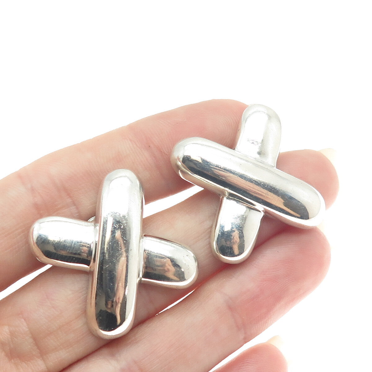 NR NANCY & RICE 925 Sterling Silver Vintage Letter "X" Initial Earrings