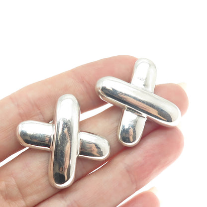 NR NANCY & RICE 925 Sterling Silver Vintage Letter "X" Initial Earrings