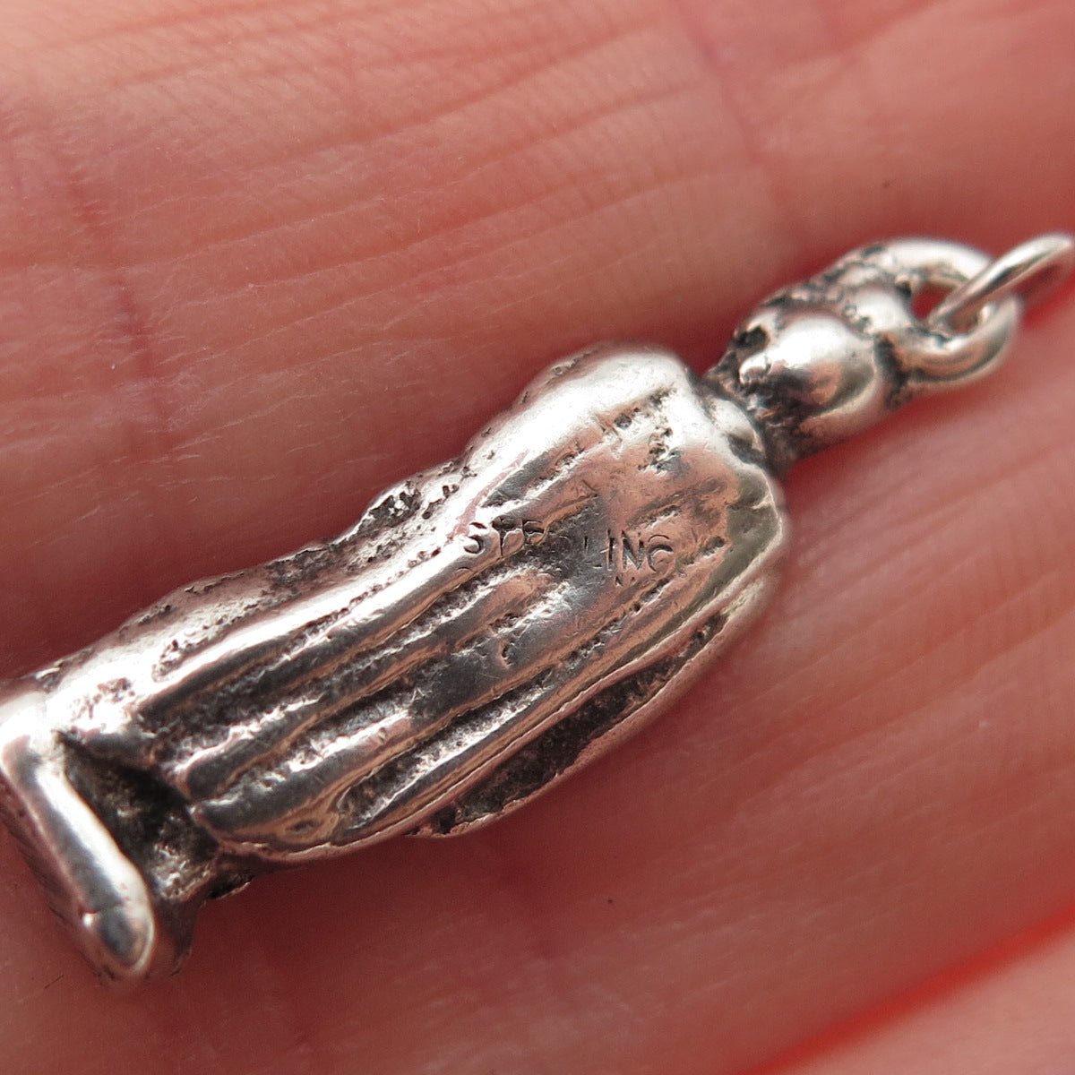 925 Sterling Silver Antique Art Deco Manneken Pis Oxidized 3D Charm Pendant