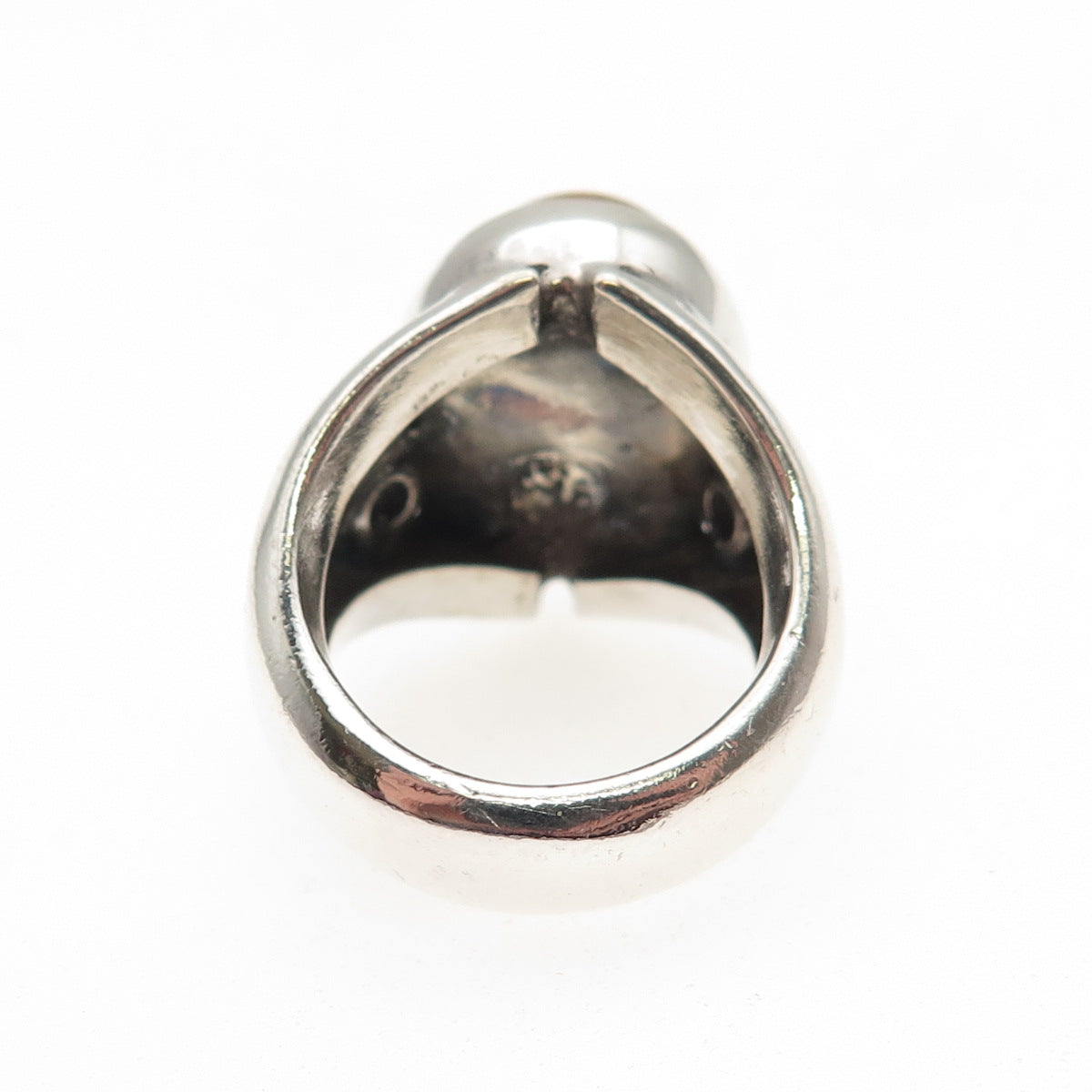 925 Sterling Silver Vintage Real Tiger Eye Modernist Ring Size 4.5